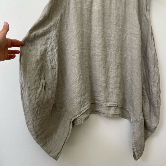 Ellamoda Linen Dress Made in Italy Size Small Grey Sage Lagenlook Boho - Picture 4 of 8